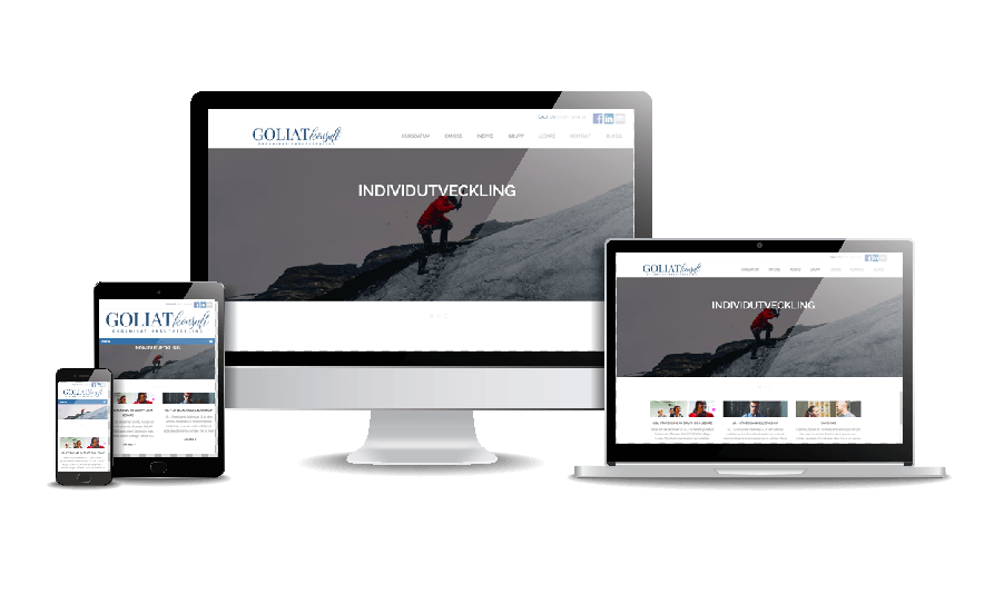 WordPress hemsida - webbdesign Hemsida ledarskap till Goliat Konsult. Snygga hemsidor 2018. Galleri med snygga hemsidor. Webbdesign av Hjälp med hemsidan webbyrå i Stockholm och Åkersberga. Snygga webbsidor 2018