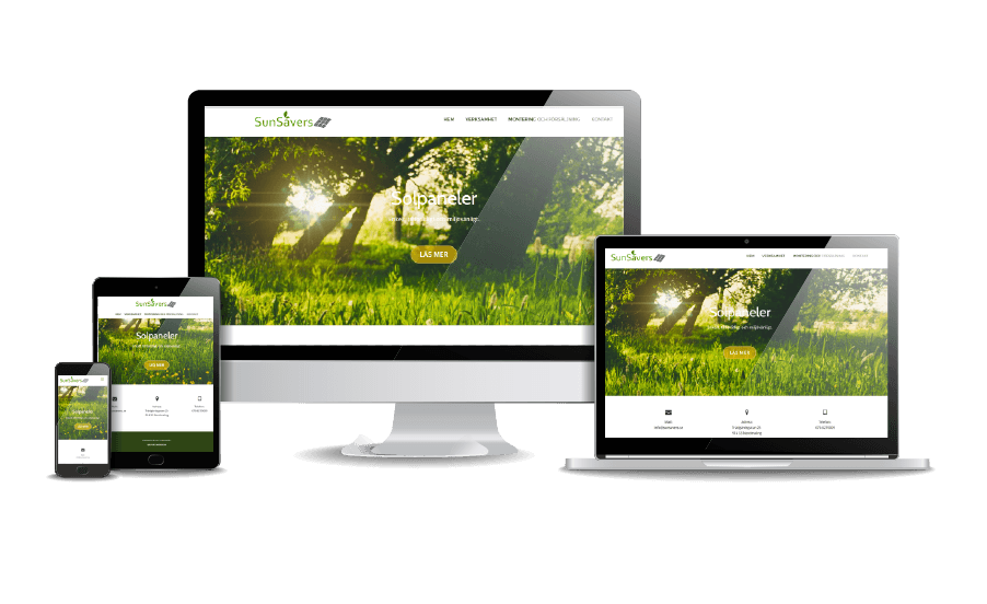 WordPress hemsida - webbdesign Snygga hemsidor 2018 Sunsavers solpaneler webbsida Webbdesigner Hjälp med hemsidan