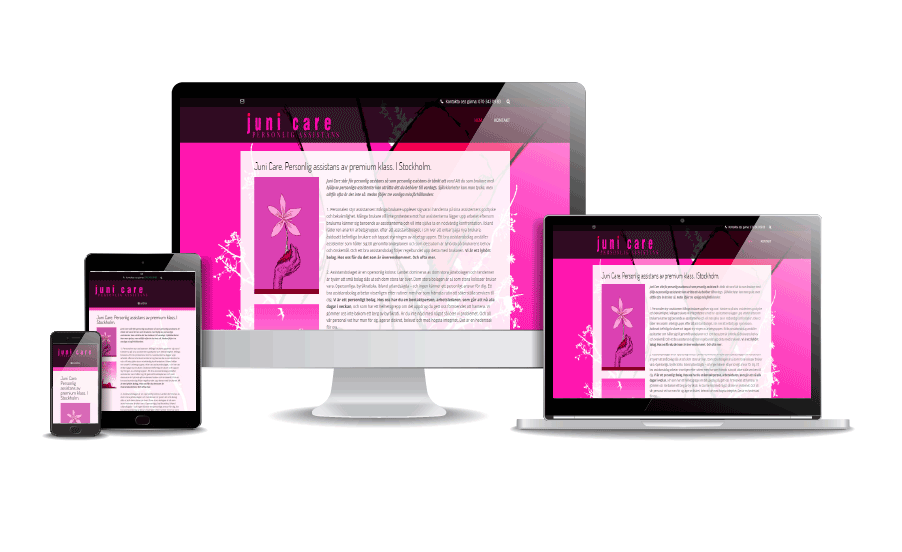 Företagshemsida snygga hemsidor gjorda i WordPress Juni Care personlig assistans i Stockholm - stolt webbdesigner Hjälp med hemsidan
