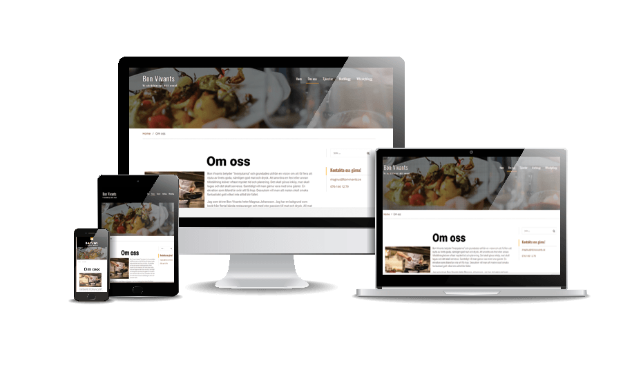 WordPress hemsida - webbdesign Snygga hemsidor 2018 Bon Vivants Matblogg Whisky Kock Catering Webbdesigner Hjälp med hemsidan